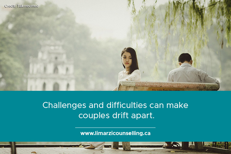 Challenges and difficulties can make couples drift apart.